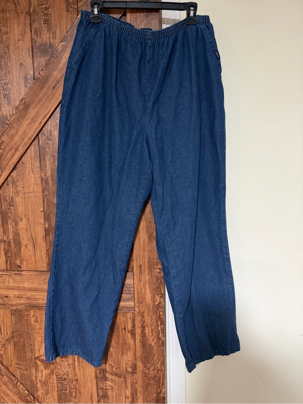 Vintage Chic Women’s Pull up Elastic Waist Dark Wash Pants with Pockets 18W